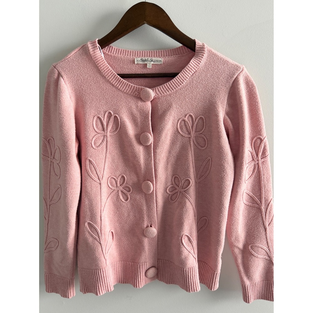 Madison Hudson Pink Floral Cardigan Coquette Cottagecore Sweater Woman's M